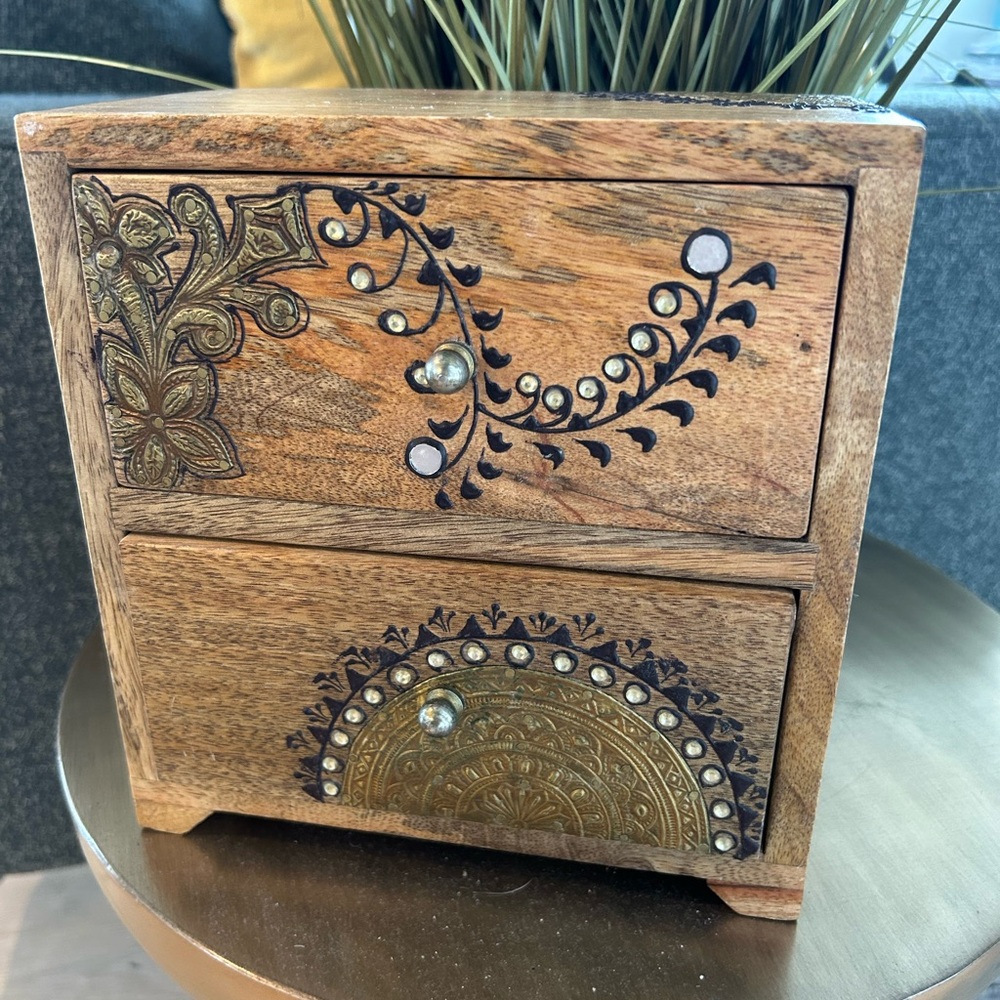 Wooden Jewelry Box with Intricate Design Made in India